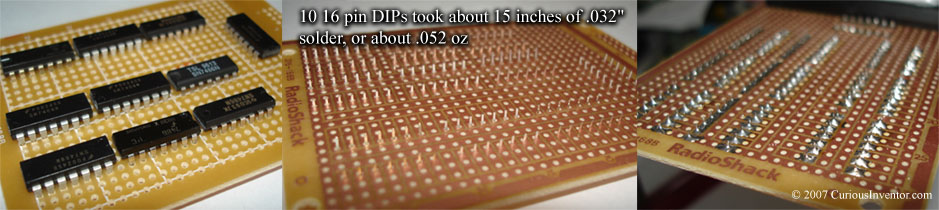 Ten 16 pin DIPs soldered