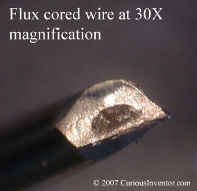 Flux core in wire-solder