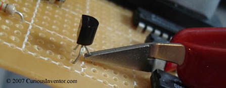 Heat sink on transistor