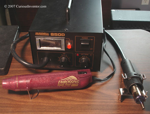A hot air station and embossing tool