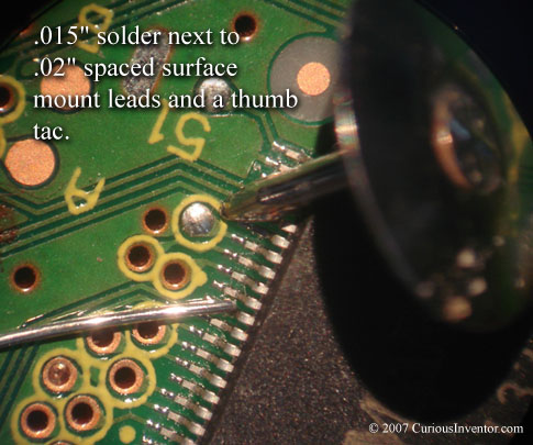.015" solder near a fine pitch chip