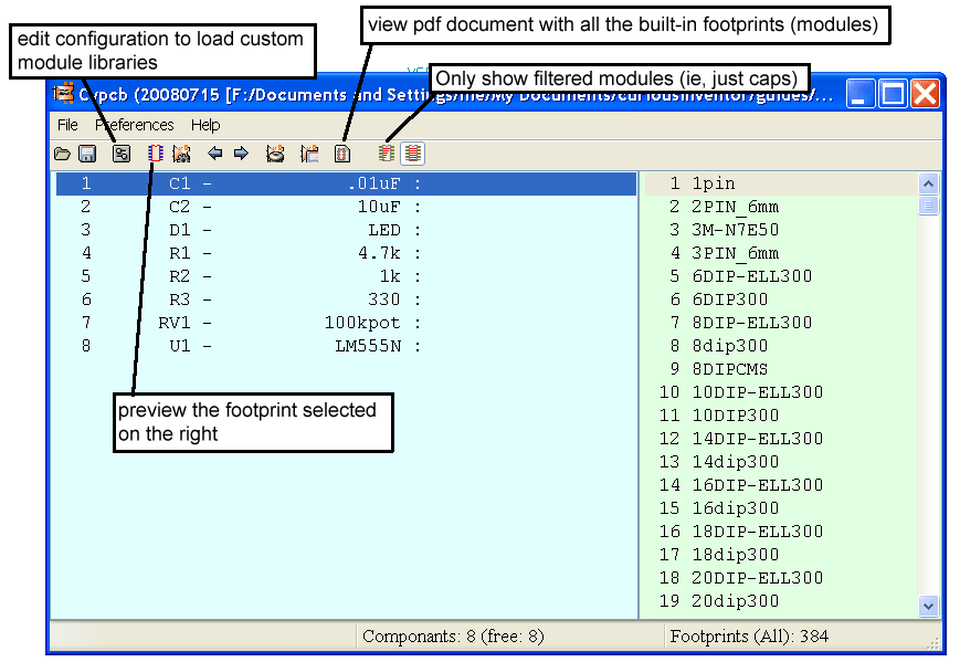 cvpcb in kicad