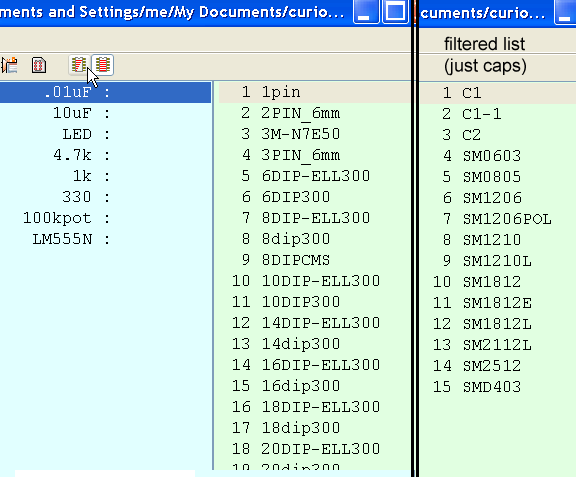 filtered component list in cvpcb