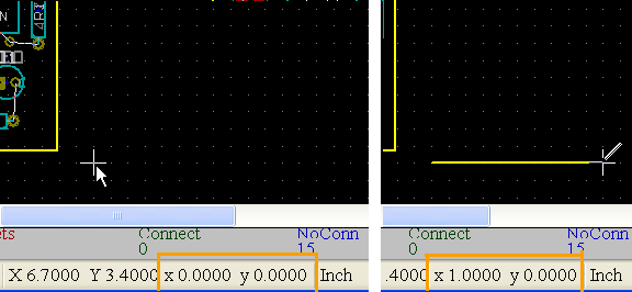 measure by hitting space bar to zero the relative position readout.