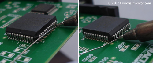 Soldering a row of a PLCC