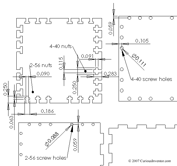 Dimensions for 4-40 and 2-56 T-nut slots.