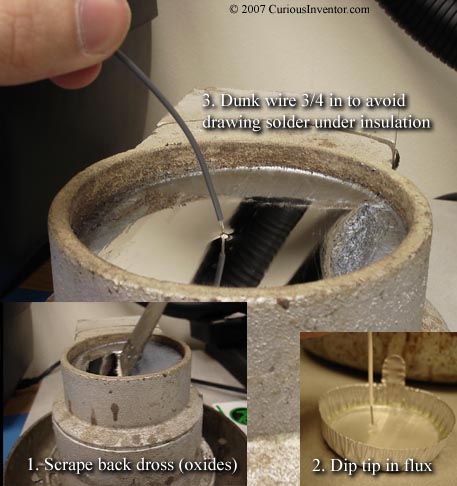 Tinning wire with solder pot