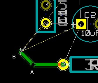 click to set bend points when drawing traces in kicad