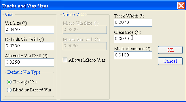 changing track sizes in kicad